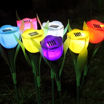 1 Buc Solara LED Exterior Impermeabil solar MultiColor de Flori de lalea bec pentru Casa Gradina Curte Gazon Peisaj Lampă de Noapte