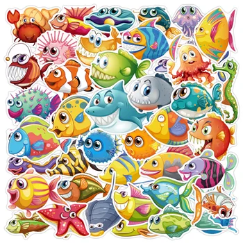 10/40pcs Amestecat Subacvatice Drăguț Pește Autocolante de Desene animate Toy pentru Copii Ocean Pește Rechin Decal Animale Copii Fată Băiat Recompense Autocolant