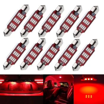 10buc Roșu 31mm 36mm 39mm 41mm 42mm Festoon Canbus LED-uri Auto de Interior Dome Harta Lumină 4014 12 SMD de Înmatriculare Ușa Bec C5W 12V AC