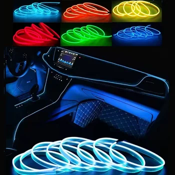 1M/3M/5M Auto Interior Led Lampă Decorativă EL Cabluri Neon Banda Pentru Auto DIY Flexibil de Lumină Ambientală USB Atmosfera de Petrecere Diode