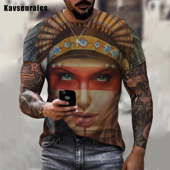 2022 Noi de Imprimare 3D Indieni Grafic T Shirt Vara Personalitate de Moda de Epocă Tricou Personaj Interesant Model de T-shirt
