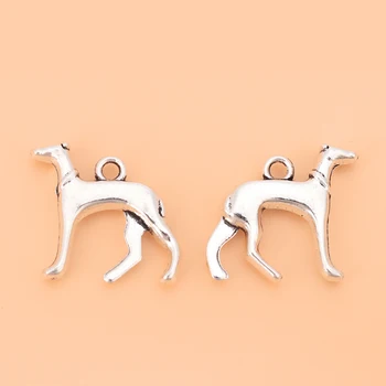50pcs/mulțime de Argint, de Culoare 3D Ogar Whippet Hound Dog Farmece Pandantive Colier Margele pentru a Face Bijuterii Accesorii