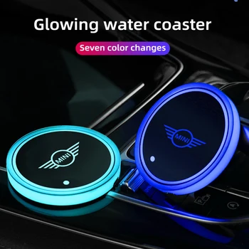 7 Colorat Led Inteligent Cana de Apa Luminos Coaster Pentru BMW MINI Cooper R55 R56 R60 R61 F54 F55 F56 F57 F60 Accesorii Auto