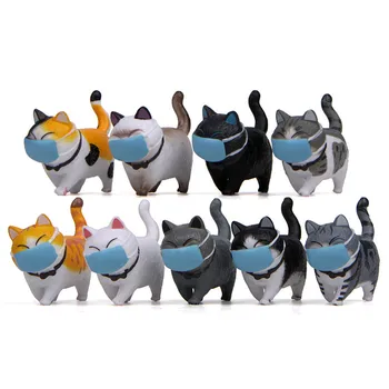 9Pcs Pisica cu Masca de Fata Figurine Zână Grădină de Case Decor Mini Ornament Miniaturi Peisaj Meserii DIY Accesorii
