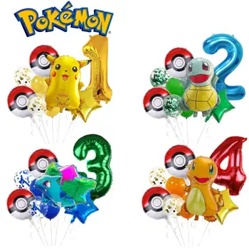 9pcs Pokemon Pikachu Balon Partidul Decor Consumabile Charmander Squirtle Bulbasaur Petrecere de Film de Aluminiu Balon Cadou Figura Jucărie