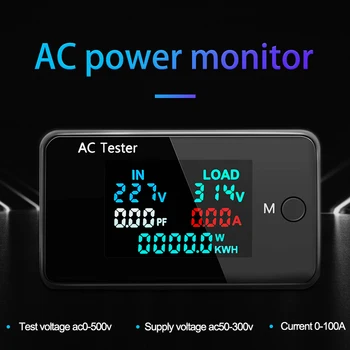 AC Digital Dual-Tensiune Voltmetru 0-500V 0-100A Voltmetru Ampermetru Wattmeter Curent Electric de Alimentare Detector de Contor de Energie Monitor