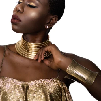 Africa De Aliaj Colier Bratara Set Pentru Femei Declarație Acrilice Iarbă Piele Reglabil Guler Brățări Set De Bijuterii De Moda