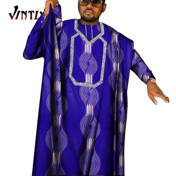 Africa de Barbati Boubou Dashiki Agbada Halat de Costume pentru Bărbați 3 Buc Seturi Robă Lungă Haină și Cămașă Pantaloni Africa de Barbati Haine Wyn1564