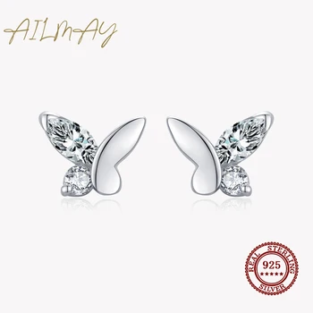 Ailmay Real Argint 925 Fluture Drăguț Stud Cercei Rafinat care pot fi Stivuite Stele Stud Cercei pentru Femei Bijuterii de Moda Va