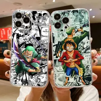 Anime, benzi Desenate One Piece Luffy Roronoa Zoro Telefon Caz Pentru iphone 14 Plus 13 12 11 Pro Max Mini X XS XR Moale Capac Transparent