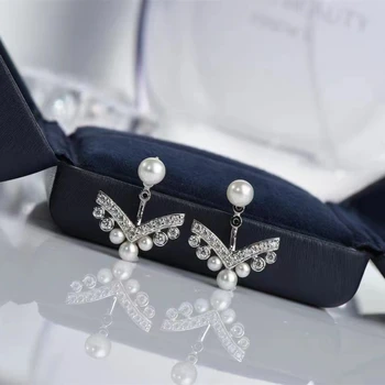Argint 925 Placat Cu Sidef Alb Săgeată Cercei Femei Elegante Brand De Moda De Nuntă De Mare Lux De Bijuterii
