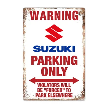 Avertizare Suzuki Parcare Numai Tin Semn de Epocă Garaj Tin Semn Auto Motociclete Camioane semn