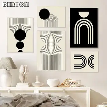 Boho Stil Abstract Arta Poster de Perete pentru Camera de zi Bej Linie de Decor Interior Panza Pictura Decor Dormitor Imaginea de pe Perete