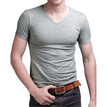 C1575-2020Summer noi bărbați tricouri culoare solidă slim tendință casual cu mâneci scurte moda