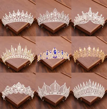 Coroana De Mireasă Și Tiara Diadema De Aur De Argint De Culoare Stras De Cristal Diademă De Regină, Prințesa Diademe De Mireasa De Păr Bijuterii