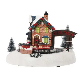De crăciun Iluminat Statuie de Zăpadă Decor Casa de Rășină de Iarnă cu Zăpadă Casa Peisaj Luminos Hut Ornament Cadou de Anul Nou Pentru Copii