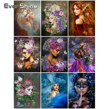 EverShine 5D DIY Diamant Pictura Femeie New Sosire Diamant Mozaic Broderie Floare Fată Plină Pătrat de Perete Rotund Cadou de Arta