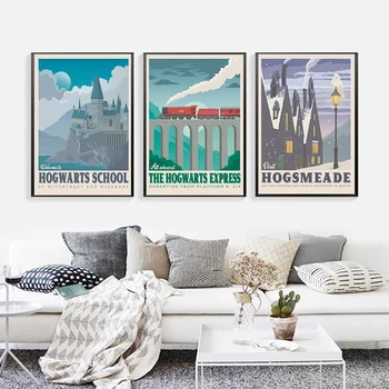 Expresul De Hogwarts Film Retro Travel Postere Si Printuri Panza De Artă Decorativă PaintingWall Imaginile Pentru Camera De Zi Decor Acasă