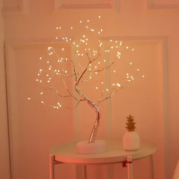 Fairy Copac Lampa de Masa Baterie/USB Sârmă de Cupru LED-uri de Incendiu Mini Decorative de Birou Lumina de Noapte Acasă Dormitor Cadouri de Craciun Decoratiuni