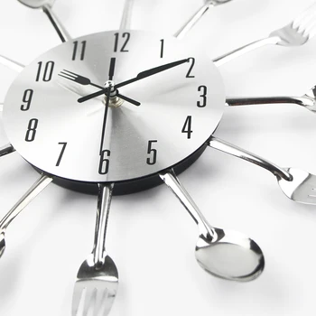 Fierbinte De Vânzare De Bucatarie Din Metal Ceas De Perete Creative Cuarț Arta De Perete Tacâmuri Montat Ceasuri Cu Design Modern Acasă Decorative Murale Horloge