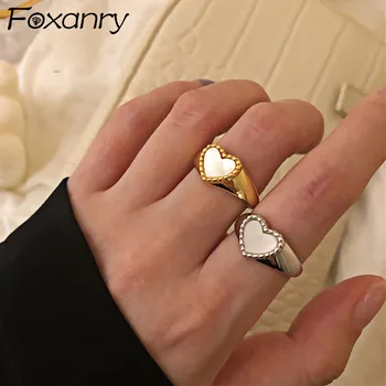 Foxanry Culoare Argintie DRAGOSTE Inima Inele Bijuterii Fine Franța Epocă Dulce Petrecere de Nunta Elegant Accesorii Cadouri pentru Femei