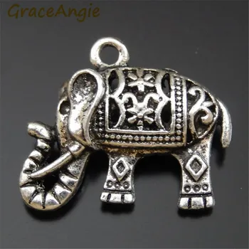 GraceAngie 8PCS Antic Aliaj Elefant Farmece Pandantiv Bijuterii Exotice Thai Animal Prietenos Pentru Prietenul Cadou