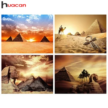 Huacan 5d Diamant Pictura Noii veniți Piramidă de Diamant Broderie Mozaic Apus de soare Peisaje Deșert Decor Acasă