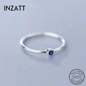 INZATT Real 925 Sterling Silver Blue Zircon Inel Rotund Pentru Femei de Moda Drăguț Bijuterii Fine 2019 Minimalist Accesorii Cadou