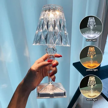Led Diamond Masă Lampă Reîncărcabilă Luminile De Noapte De Cristal De Proiecție Lămpi De Birou Acasă Acrilice Xmas Decor Corpuri De Iluminat Cadou