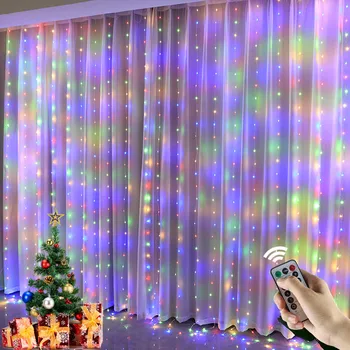 LED Șir de Lumini de Crăciun Zână Lumina Usb Telecomanda Perdea de Lumină 3m Ghirlanda Decor Acasă pentru Anul Nou Nunta Fereastră în aer liber Color