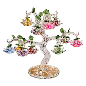 Lotus De Cristal Ornamente Pentru Pomul De Fengshui In Miniatura Figurine Decoratiuni Artizanat Cadouri