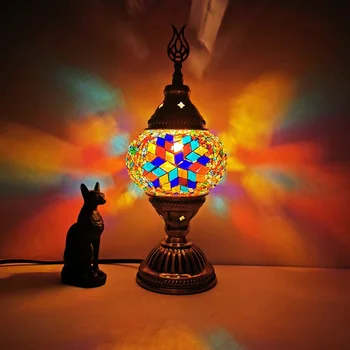 Manual Lampă de Masă turc Vitralii abajur de Artă de Epocă Romantic mosaicDesktop Lumini Decorative Noptieră lumina de Noapte