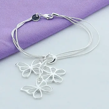 Noi Argint 925 Brățară Fluture Trei Șarpe Os Bratara pentru Femei Bijuterii Farmec Cadou de Nunta