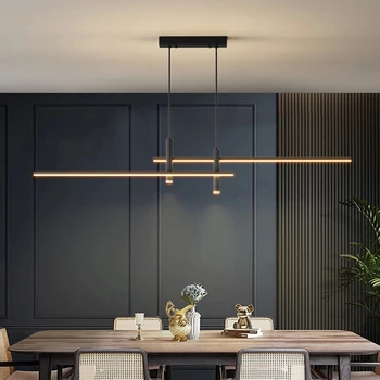 Nordic LED Plafon Candelabru Modern, Masa de Sufragerie Camera de zi de Design de Bucătărie Pandantiv Lungă de Lumină Lampă de Agățat Aur Negru Decor