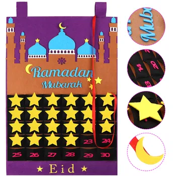 OurWarm Eid Mubarak Tabelul Runner Ramadan Calendar Petrecere De Familie Decor Pânză Ramadan Mubarak Negru Tabelul Runner