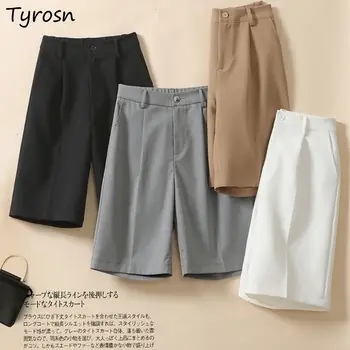 Pantaloni Scurți largi Femei OL Solid Simplu Casual de Bază S-4XL coreeană de Moda de Talie Mare Toate-meci de Vară Subțire Ulzzang Scurt Fund