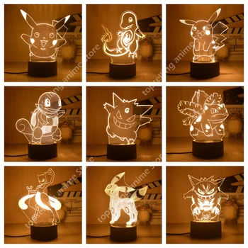 Pokemon Gengar Figura Anime Drăguț Lampara 3D Led Lumina de Noapte Kawaii Figura de Acțiune Monstru de Buzunar pentru Copii Cadouri pentru Crăciun