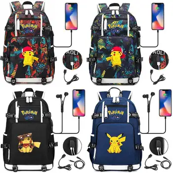 Pokemon Rucsac Scoala Anime Pikachu Băieți Fete USB de Încărcare Rucsacuri Laptop de Mare Capacitate Ghiozdan Geantă de Călătorie Jucărie cadouri
