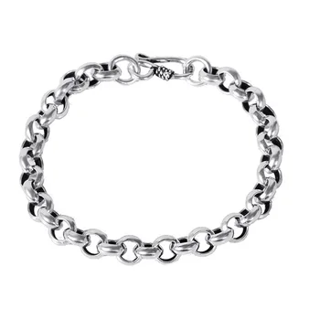 Real Argint 925 Simplu Rotund Link-Ul Lanț Brățară, Bărbat, Femeie Thai Argint Doresc Noroc Bratari Bijuterii Cadou