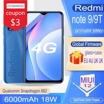 Redmi nota 9/9m 4G celular Smartphone Xiaomi 4GB 128GB Baterie de 6000mAh Snapdragon 662 global versiunea full netcom