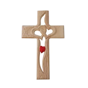 Sculptat Crucea de Epocă Rafinat Împletesc Inimile Agățat de Perete Sculptate manual Cruce pentru Cadouri Vintage de Perete din Lemn Cruce