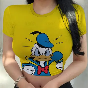 Slim Fit Femeie Haine 3D de Imprimare Topuri Tricouri Stramte Femeie Primăvara anului 2022 Disney tricou Femei Donald Duck Desene animate Moda Sexy Y2k