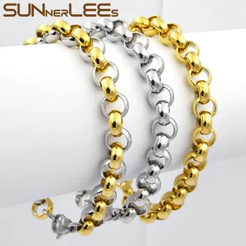 SUNNERLEES Moda Bijuterii 3mm~9mm Noi Barbati Femei Corneliu Lanț de Link-ul de Culoare de Argint Placat cu Aur Brățară din Oțel Inoxidabil SC43 B