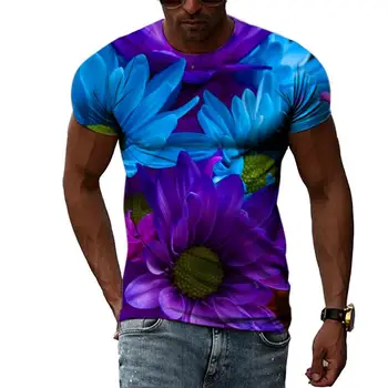 Tendință la Modă în vara Flori Grafic T Shirt Pentru Barbati Casual 3D de Imprimare Tricouri Hip Hop Harajuku Personalitate Gât Rotund Maneca Scurta
