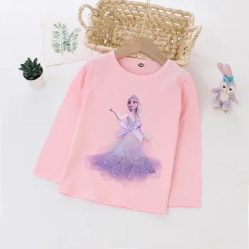 Toamna Tricouri Tricouri Fete Tricou De Moda Bumbac Disney Princess Maneca Lunga T-Shirt De Desene Animate Frozen Elsa Copii Teuri Petrecere De Îmbrăcăminte