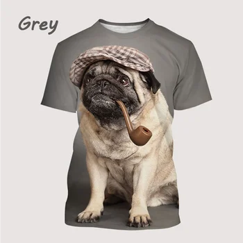 Unisex pentru Bărbați T-shirt Noua Moda Pug 3D Imprimate cu Mânecă Scurtă T-Shirt Casual Personalitate Rece Sport T-shirt