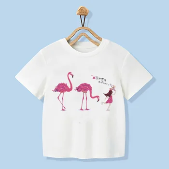 Vara Copii Drăguț T-shirt Flamingo Desene animate de Imprimare Tricou Fete Baieti Copii Kawaii Camasi Casual Moda de Design,YKP015
