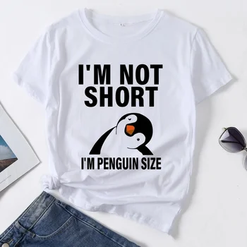 Vara Femei Tricou Maneca Scurta Pinguin Scrisoare De Imprimare De Sex Feminin Grafic De Moda Kawaii Doamnelor Haine Obișnuite De Zi Cu Zi O-Neck Tee De Sus