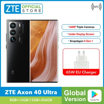 Versiune globală ZTE Axon 40 Ultra 5G Smartphone Sub Afișare Camera Flexibil Display Curbat Snapdagon 8 Gen 1 3x64MP Camera 65W