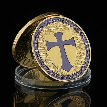 Violet Sfânta Cruce Cruciat Suvenir De Aur Mason Cavalerii Templieri Masonic Placat Cu Metal Monedă Comemorativă